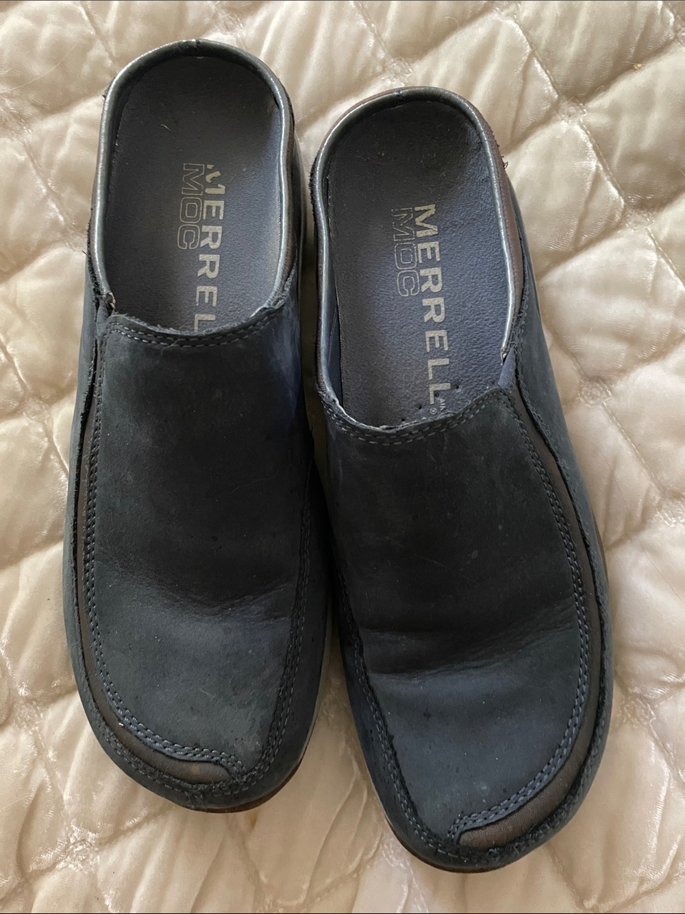 Merrell Navy Blue Nubuck Women's Slip-On Clog Mules